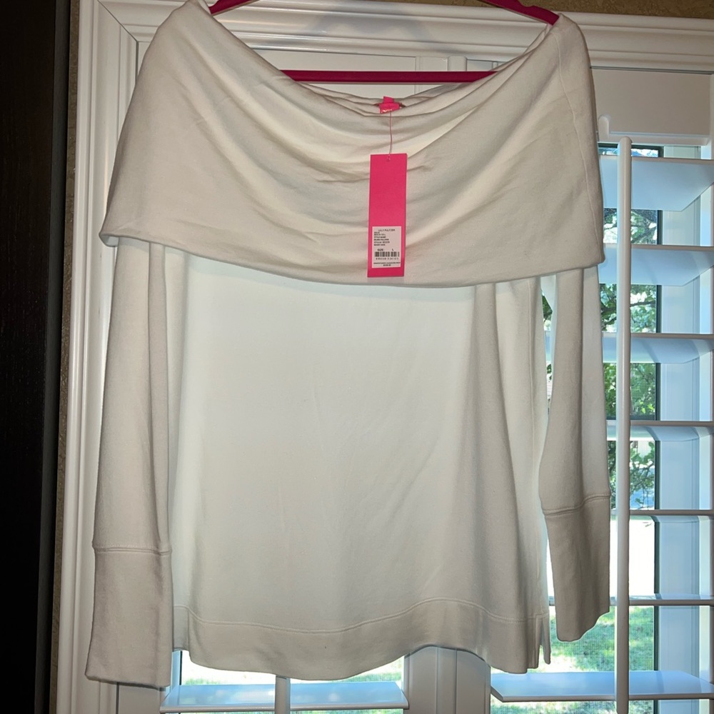 NWT Lilly Pulitzer Belinda Pullover in Resort White size LG pristine condition